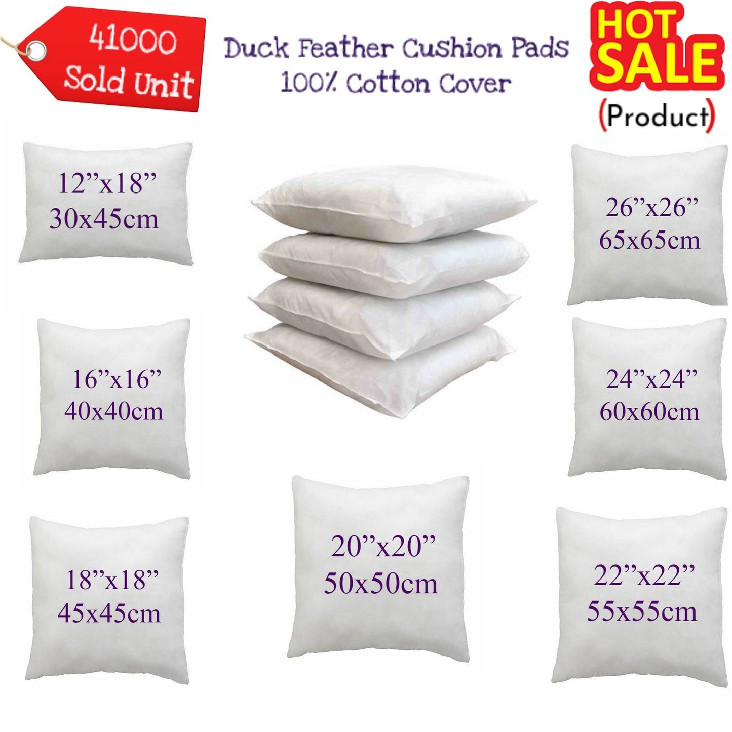 Duck Feather Cushion Pads OR  Hollow fiber Cushion Inner  Inserts Fillers