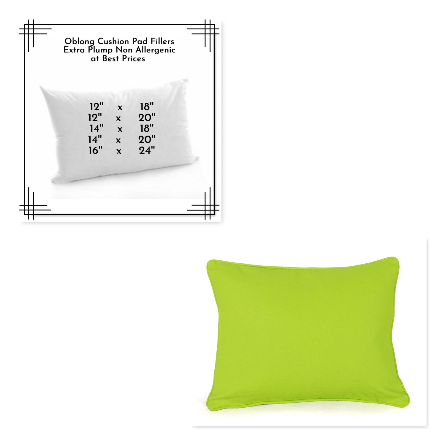 Oblong Rectangular Hollowfiber Cushion Pads Insert Fillers With FREE Cushion Cover - Arlinens