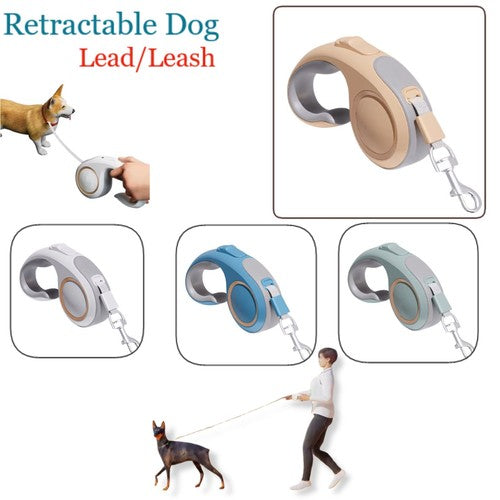 Retractable Dog Lead Extending Leash Tape Nylon Adjustable Durable Pet Leash 5m