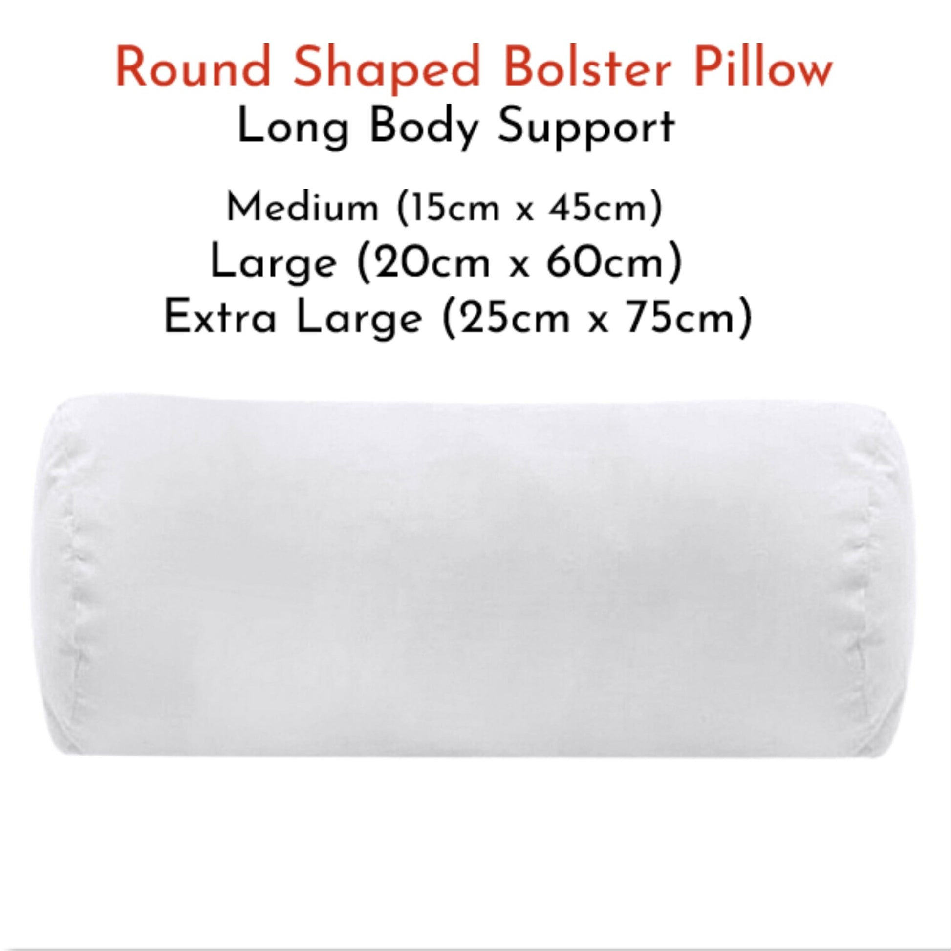 Round Shaped Bolster Pillow White Cushion Long Body Support Orthopaedic Pillow - Arlinens