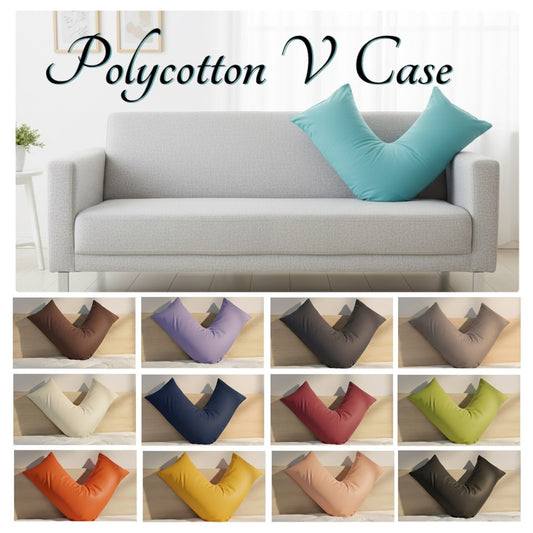 Polycotton V Shaped Pillowcase Head Back Neck Support V Case Cover 74x34cm