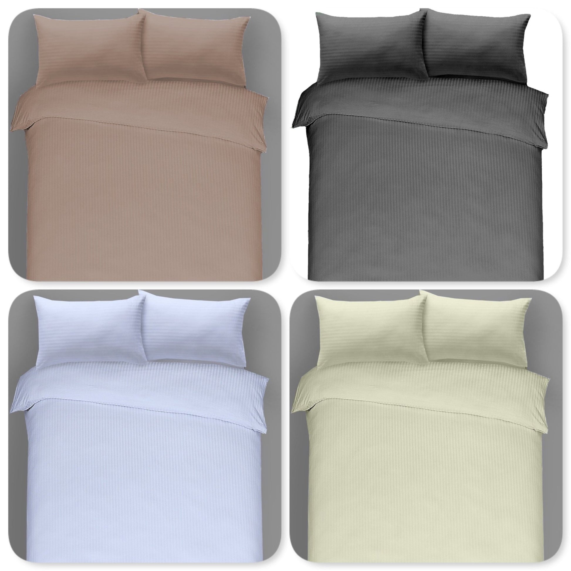 T300 Satin Stripe Pair of Pillowcases 100% Egyptian Cotton Bedroom Pillow Cover - Arlinens