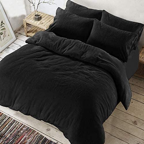 Teddy Bear Fleece Duvet Bedding Set with Pillow Cases 